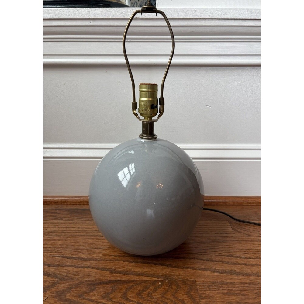 Mid Century Ceramic Sphere Gray Table Lamp Vintage 1960s Working Condition Rare